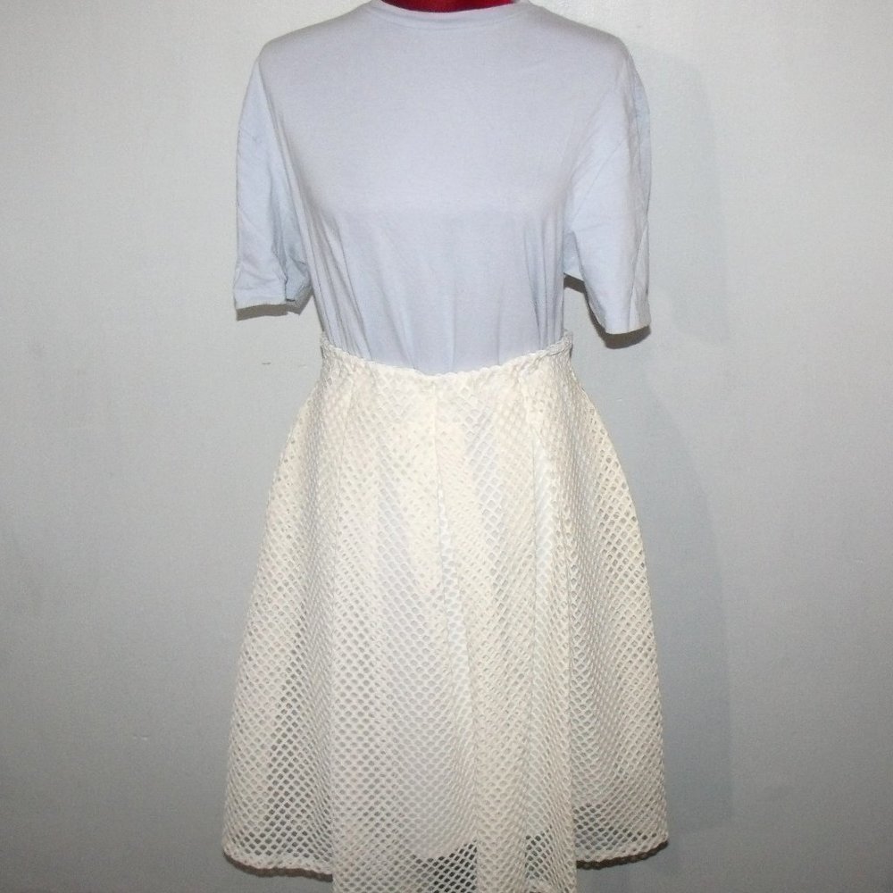 Blush White Netted Pleated Women's Skirt Size L NWOT